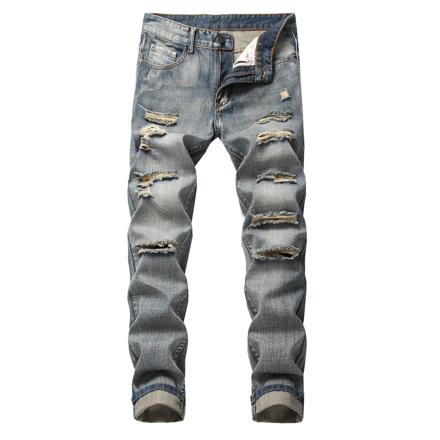 Liam | Gescheurde rechte denim broek