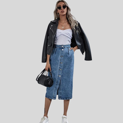 Sanne | Chique denim midi-rok