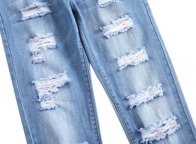 Liam | Gescheurde rechte denim broek