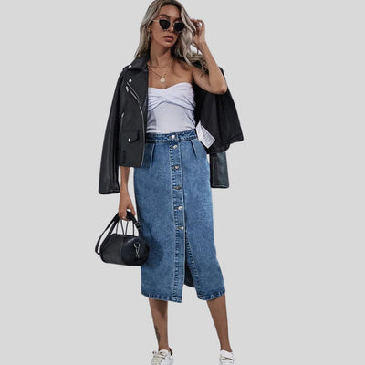 Sanne | Chique denim midi-rok