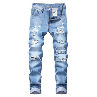 Liam | Gescheurde rechte denim broek