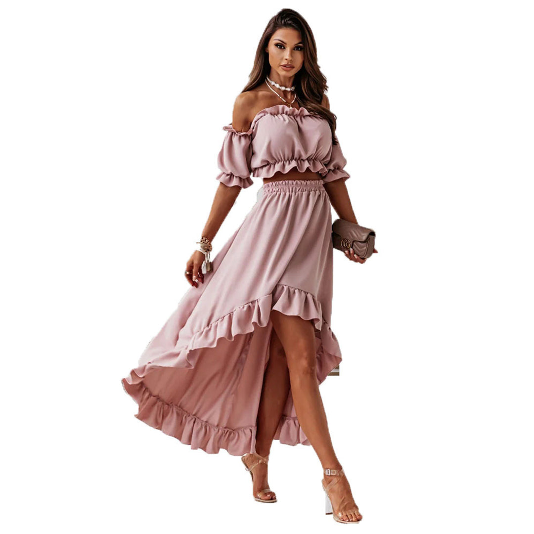 Jolanda | Off-Shoulder Set Met Lange Rok