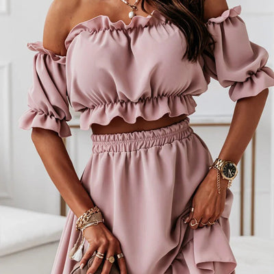 Jolanda | Off-Shoulder Set Met Lange Rok