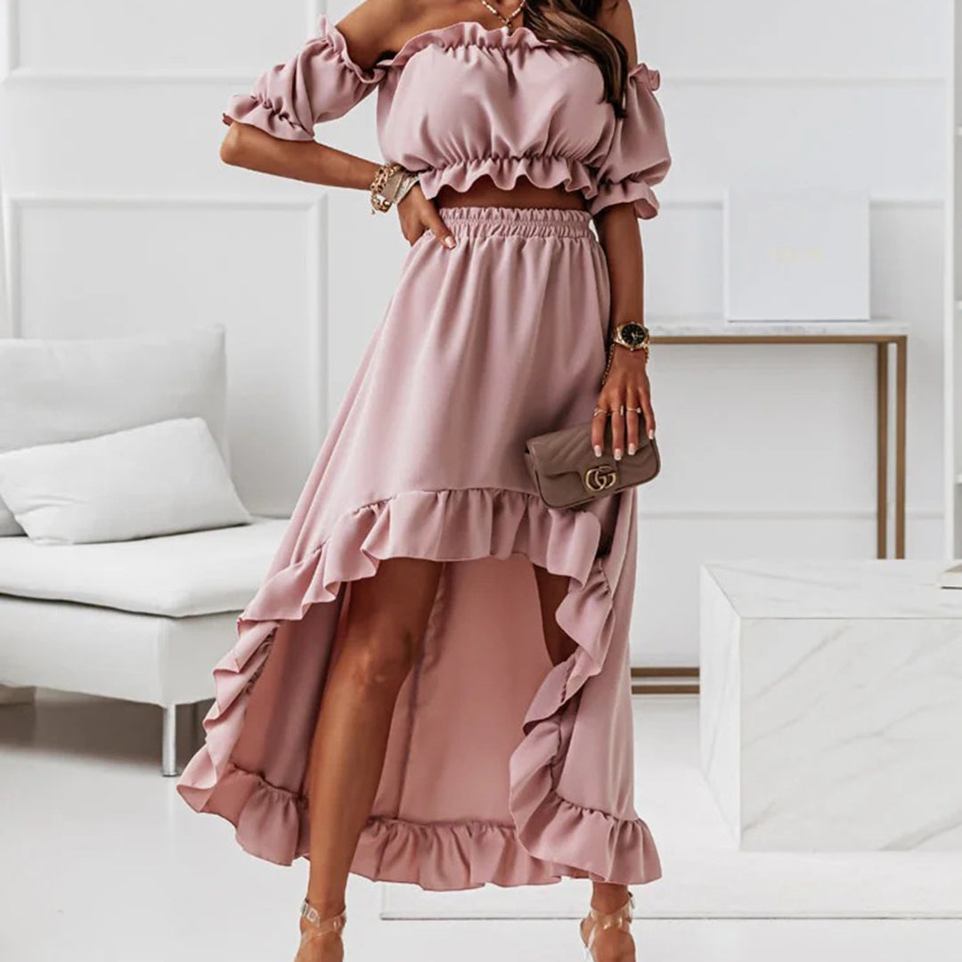 Jolanda | Off-Shoulder Set Met Lange Rok