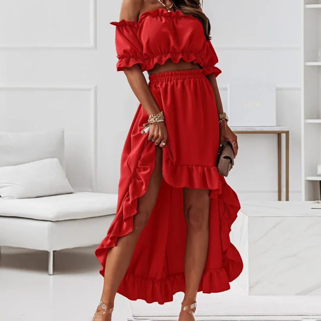 Jolanda | Off-Shoulder Set Met Lange Rok