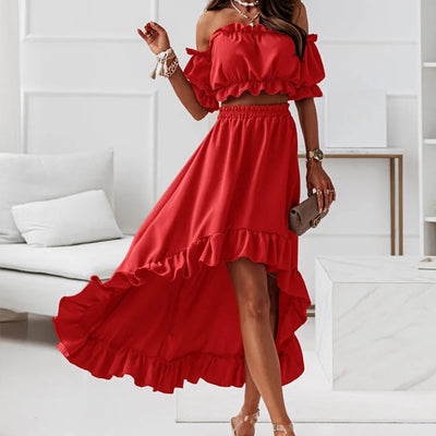 Jolanda | Off-Shoulder Set Met Lange Rok