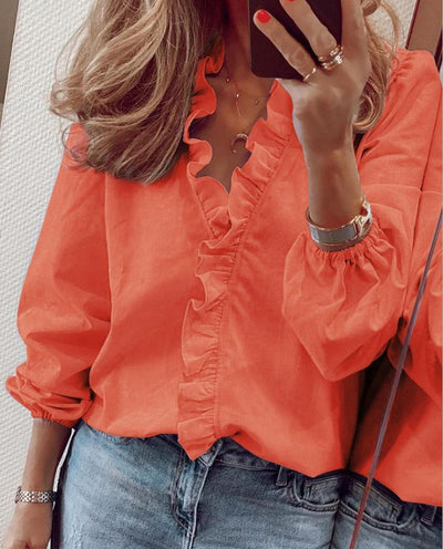 Janna | Blouse met ruches V-hals